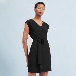 Japanese GoWeave Short-Sleeve Mini Wrap Dress - L / Black